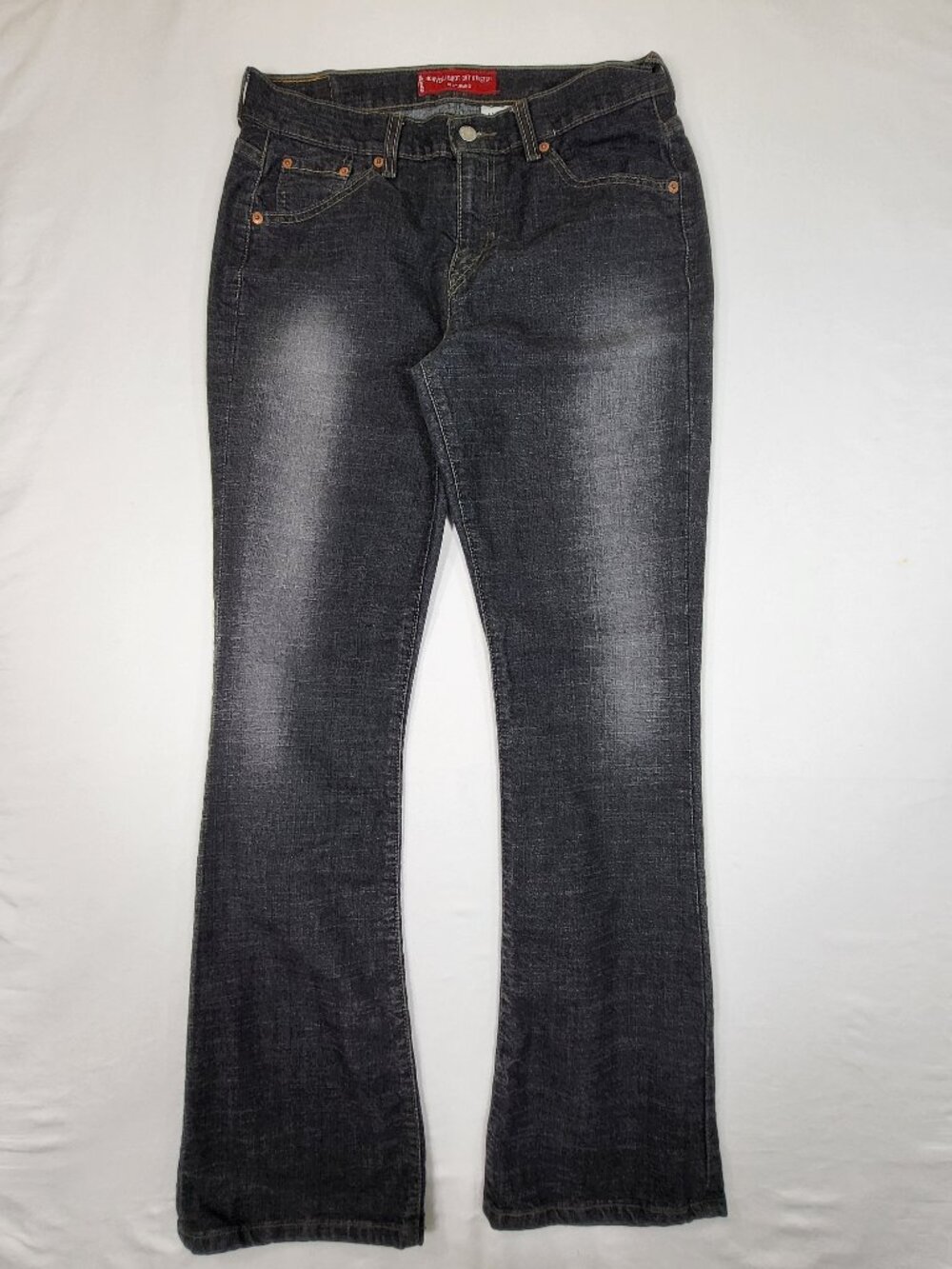 Vtg Y2K Levi’s 515 Nouveau Bootcut Stretch Jeans Women Size 8 Medium Black Faded